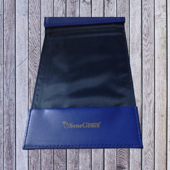 SeneGence International Make-up Flip Mirror Folding Travel Faux Crocodile Blue - Picture 3 of 4